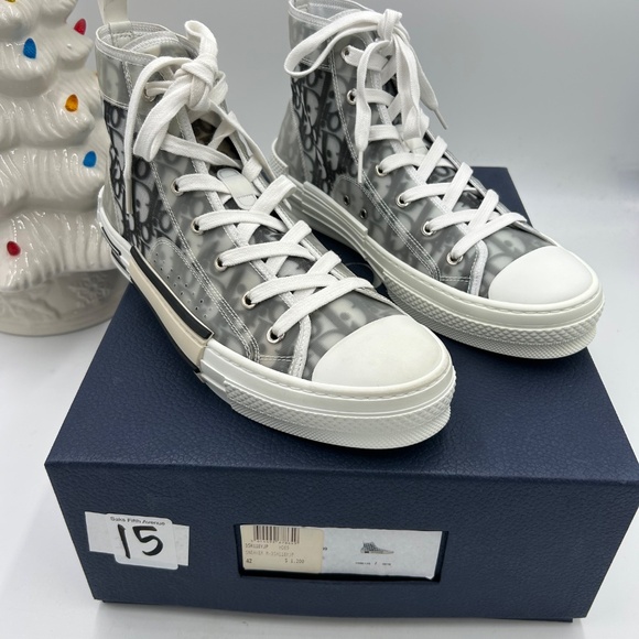 Men’s B 23 high top canvas oblique sneakers size 42 made in Italy - Picture 2 of 13